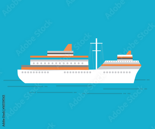 Vector illustration of sea cruise ship isolated on blue