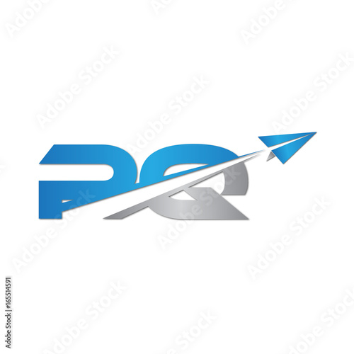 PQ initial letter logo origami paper plane