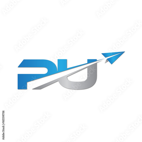 PU initial letter logo origami paper plane