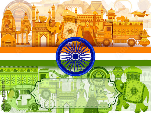 15th August Independence of India tricolor background