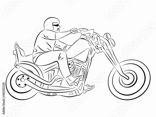 illustration of rider on motorbike , vector drawing