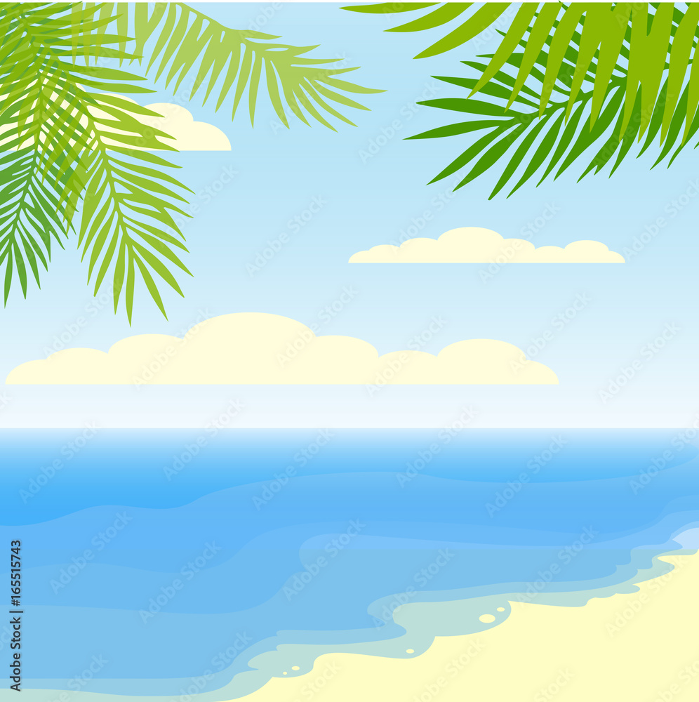summer tropical background, palm leaves