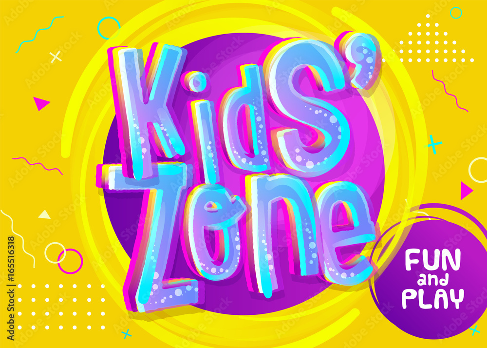 Kids Zone Vector Banner in Cartoon Style. Bright and Colorful Illustration for Children's Playroom Decoration. Kids Zone Vector Banner in Cartoon Style. Bright and Colorful Illustration for Children's Playroom Decoration.