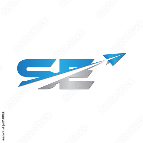 SE initial letter logo origami paper plane