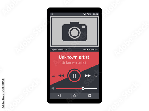 Music Player Interface on mobile phone vector illustration