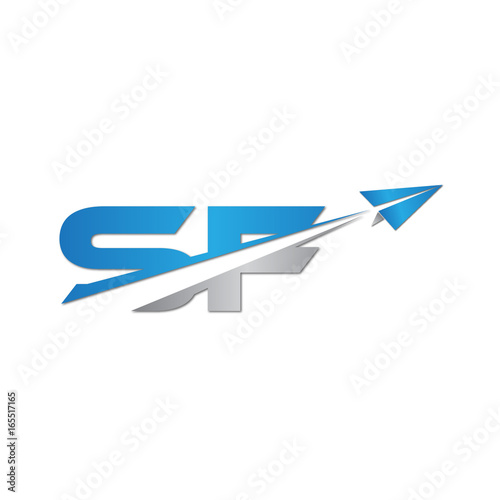 SF initial letter logo origami paper plane