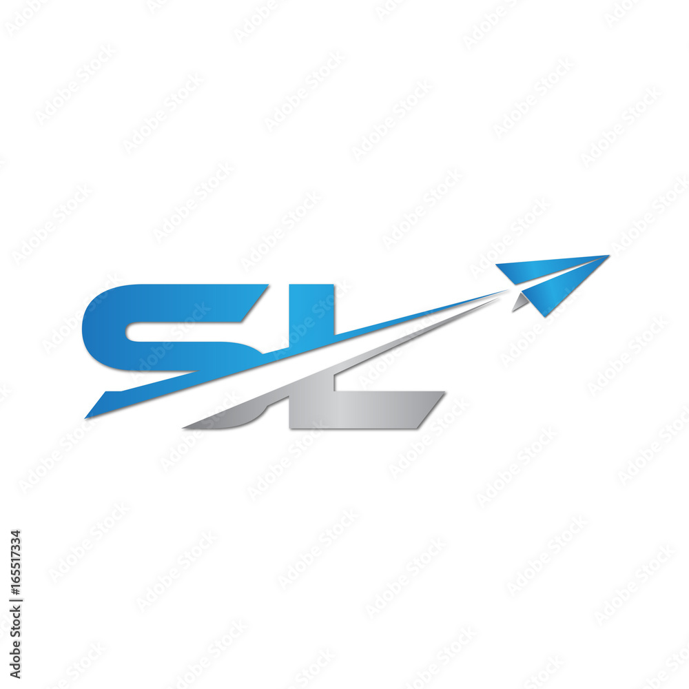 SL initial letter logo origami paper plane SL initial letter logo origami paper plane