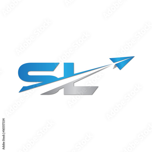 SL initial letter logo origami paper plane