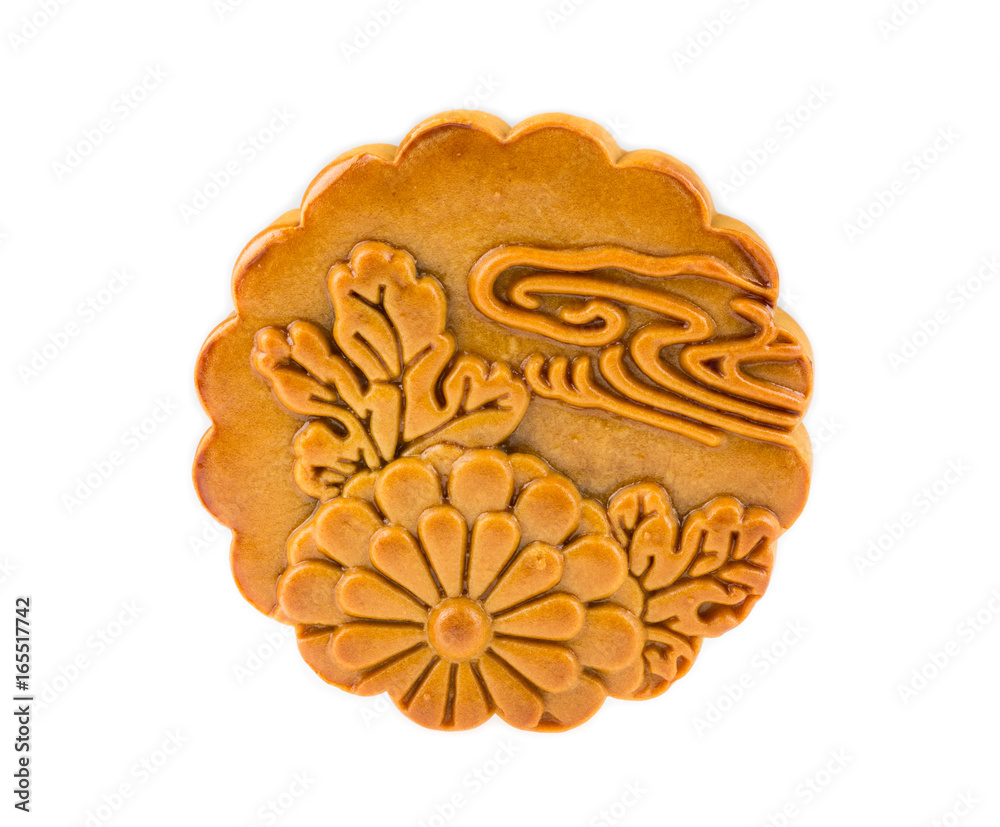 Mid-Autumn Festival moon cake on white background Mid-Autumn Festival moon cake on white background
