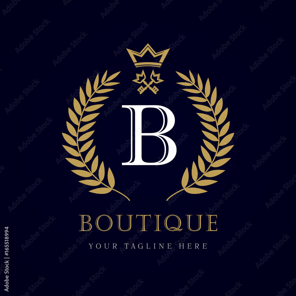 Luxury boutique crown key letter 