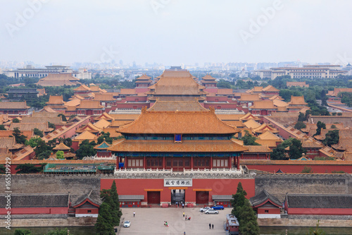 Horizontal view on The Forbidden City in Beijing, China