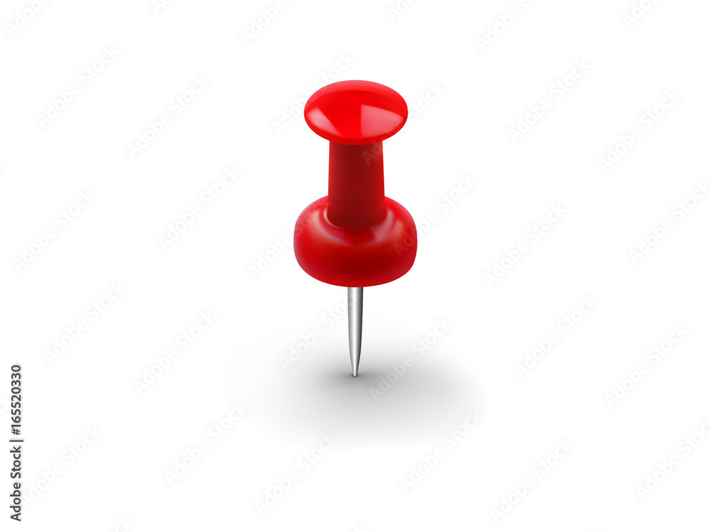 Realistic red push pin isolated on white background Realistic red push pin isolated on white background