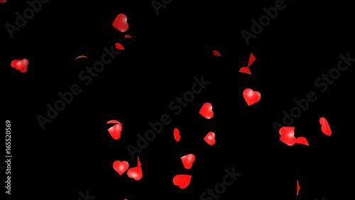 Valentines Hearts Falling Loop Background with Alpha Channel