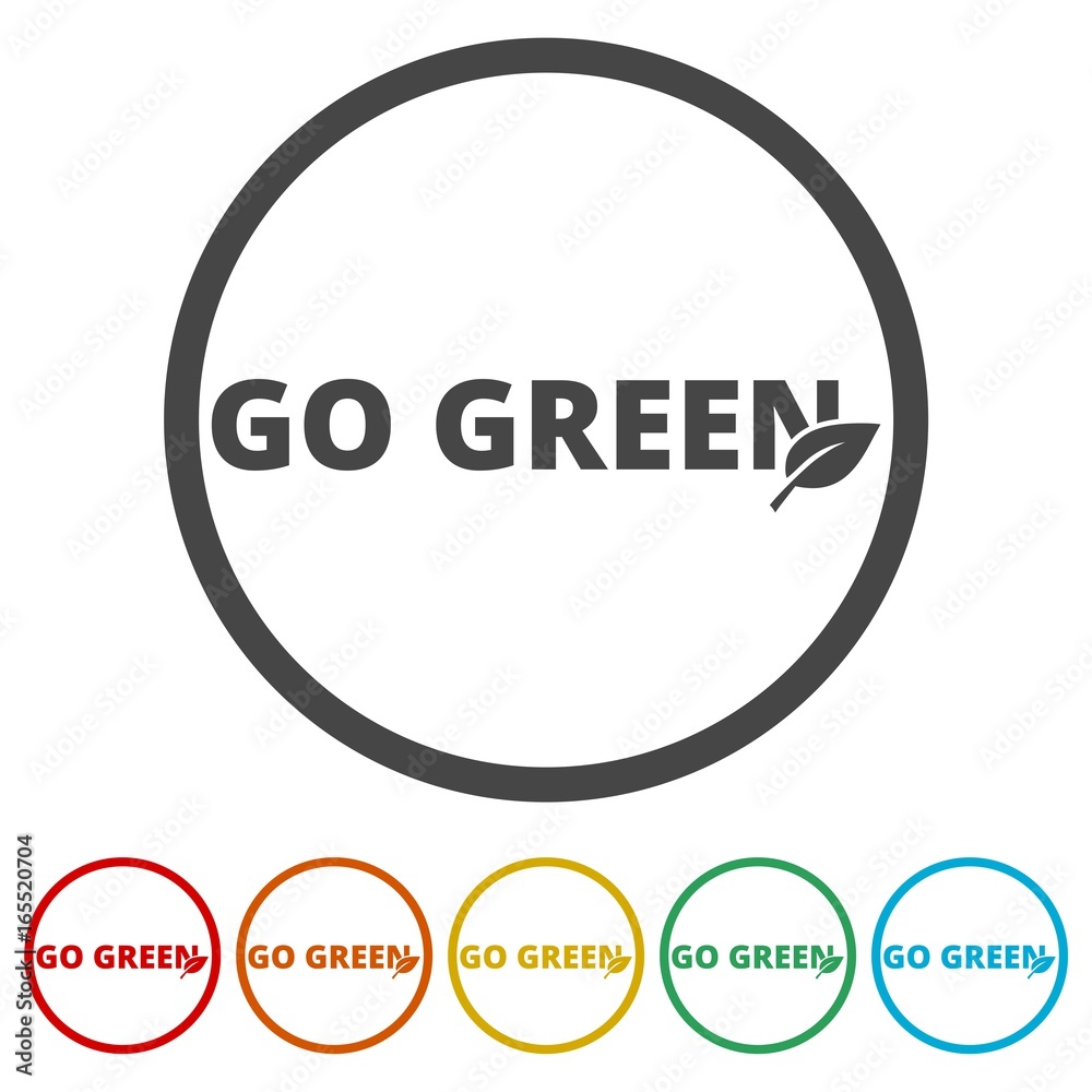 Go green stamp, sign, icons set Go green stamp, sign, icons set