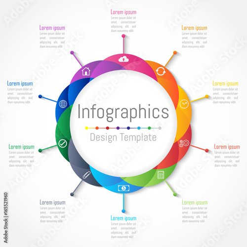Infographic design elements for your business with 10 options, parts, steps or processes, Vector Illustration.