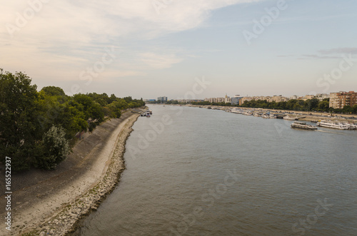 sunny summer scenic city of Budapest from Margaret bridge