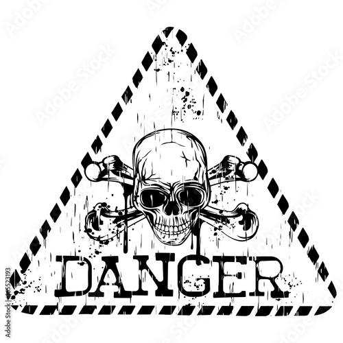 triangular sign skull
