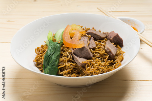 Local cuisine Kolo Mee or Mee Kolok in Sarawak, Malaysia.