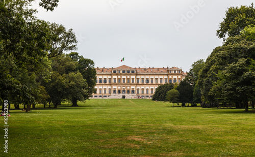 Frontal View of royal villa in the city of monza. Lombardy. Italy.