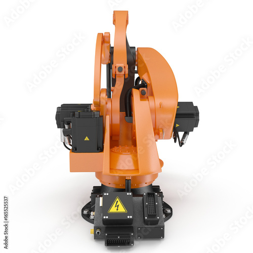robotic hand machine tool isolated on white. 3D illustration, clipping path