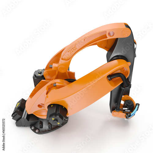 robotic hand machine tool isolated on white. 3D illustration, clipping path