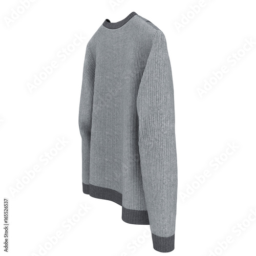 Blank Sweater on white background. 3D illustration, Clipping Path