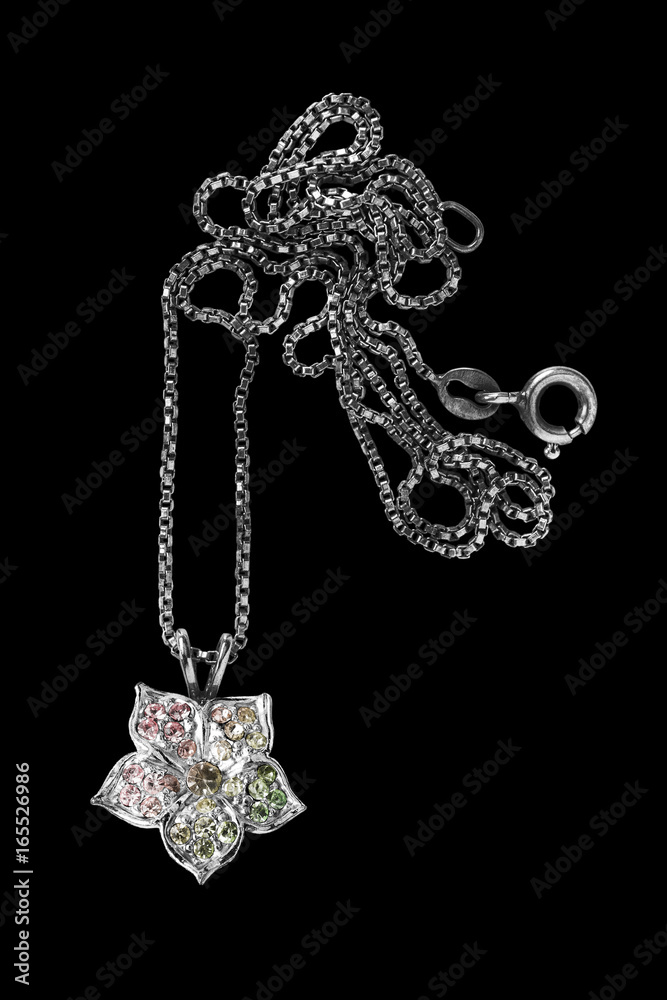 Fototapeta premium Silver necklace isolated
