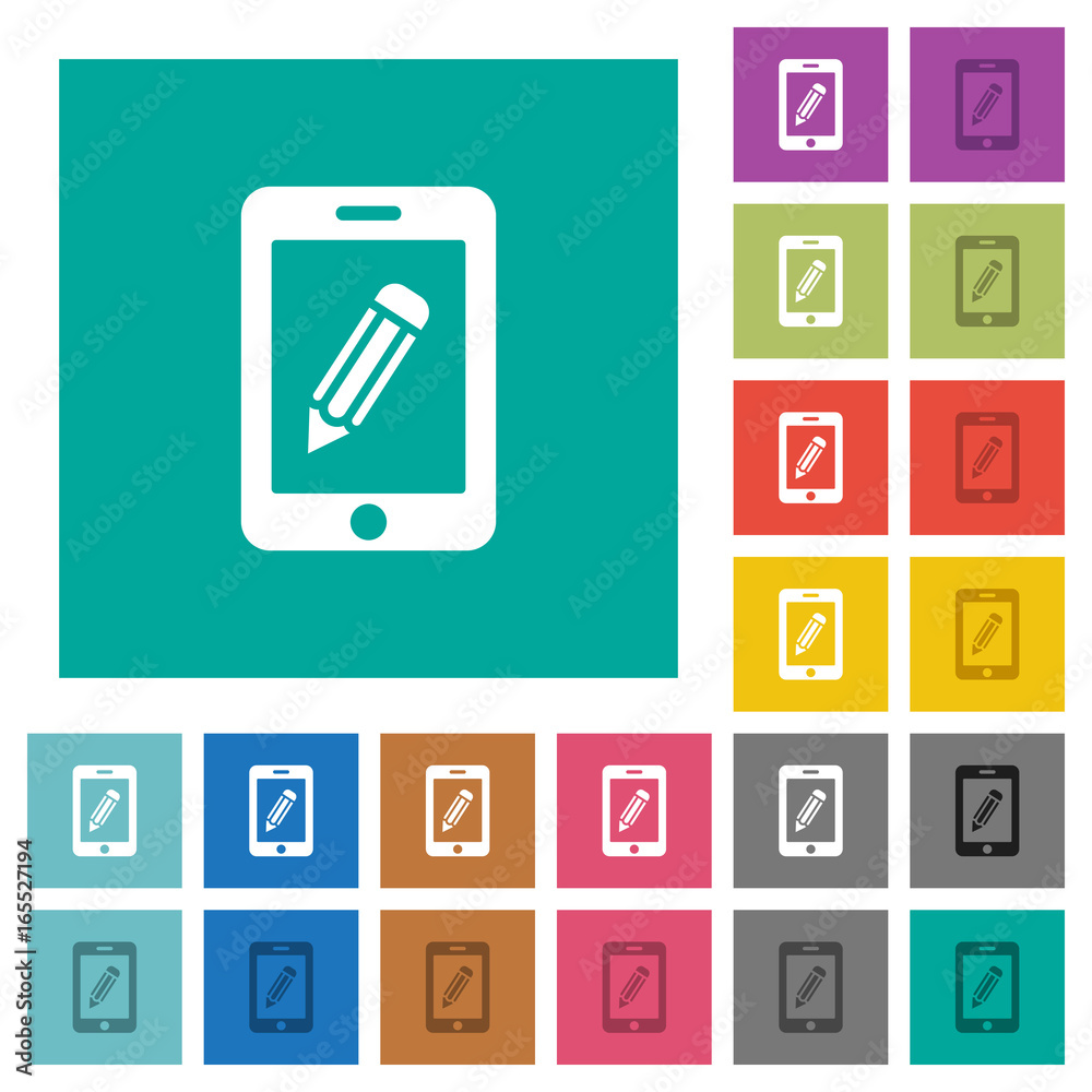 Smartphone memo square flat multi colored icons Smartphone memo square flat multi colored icons