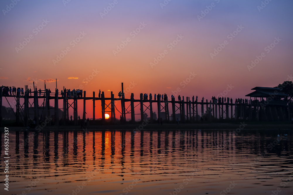 The wooden bridge sunset at u beng