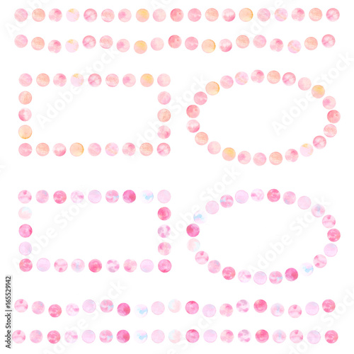 飾り罫＆飾り枠・手描き水彩　水玉