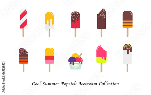 Cool summer popsicle icecream sweet colorful dessert collection