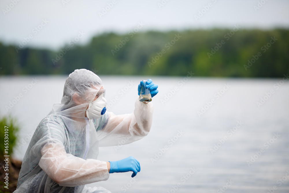 Fotografia One ecologist with test tube