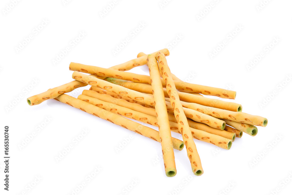 biscuit stick, sweet dessert isolated on white background