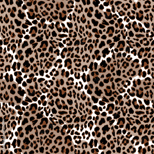 Leopard or jaguar seamless pattern. Modern animal fur design. Vector illustration background