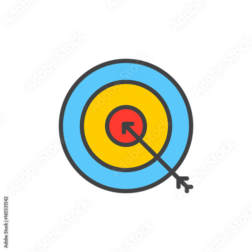 Free Download Target, goal filled outline icon, line vector sign, linear colorful pictogram isolated on white. Bullseye symbol, logo illustration. Pixel perfect vector graphics - GFXLoad