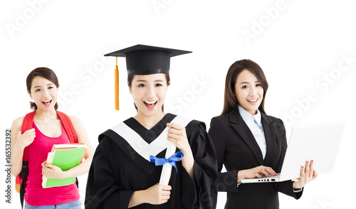 happy  graduation between student and business woman concept