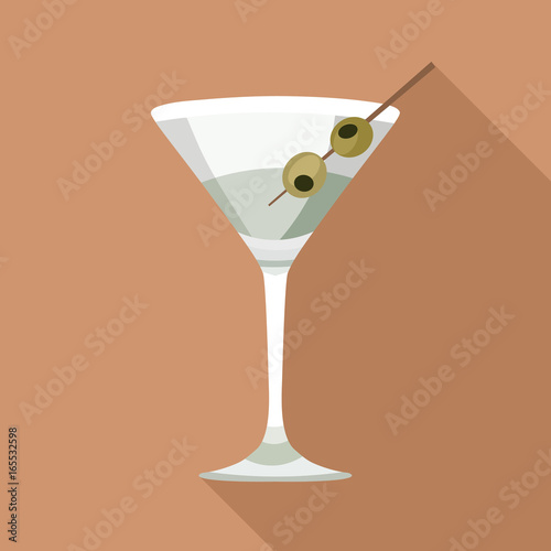 Martini in a glass with olives