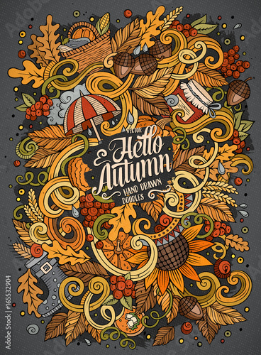 Cartoon cute doodles hand drawn autumn illustration