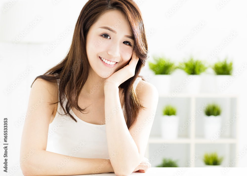 closeup smiling young woman face. closeup smiling young woman face.