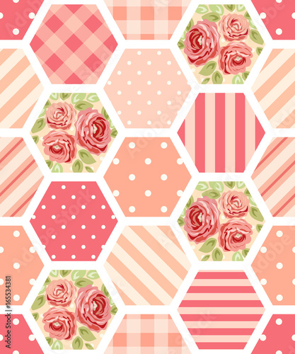 Cute seamless vintage pattern as patchwork in shabby chic style ideal for kitchen textile or bed linen fabrics