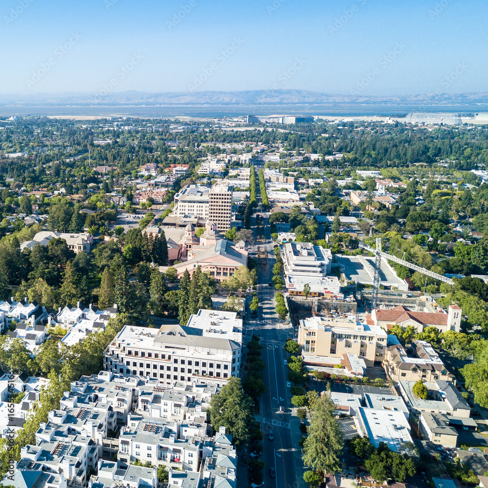 Aerial view of downtown Mountain View in California