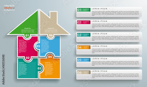 Puzzle Pieces House 6 Tabs
