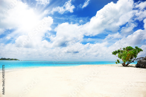 Fototapeta Naklejka Na Ścianę i Meble -  View of beautiful beach at tropical resort