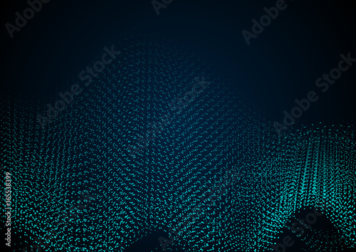 Shiny abstract futuristic hi-tech dotted line waves