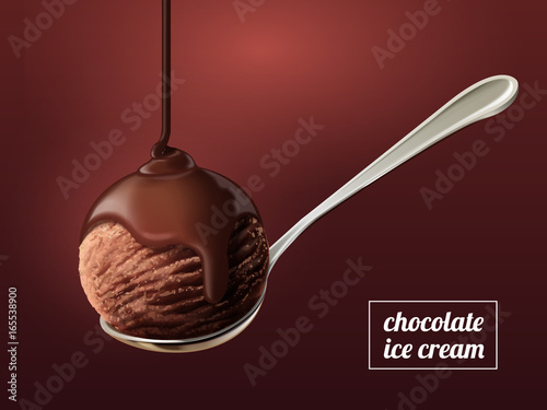 Scoop of chocolate ice cream
