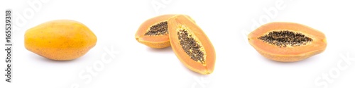 Ripe papaya isolated on white background