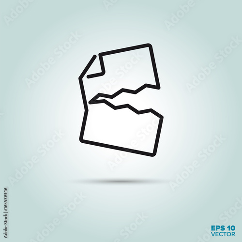 ripped document line icon
