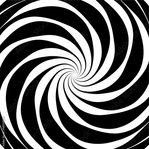 Original hypnotic spiral in the square. Decorative design background for vector background. Black and white