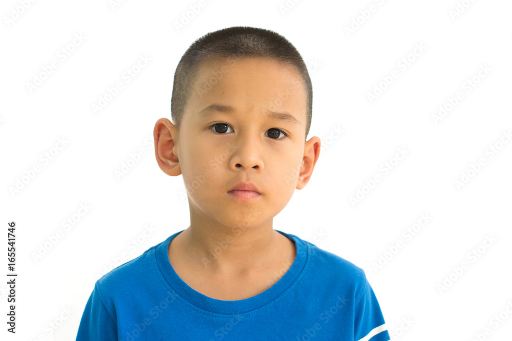 Little asian boy portrait close up face isolated on white background Little asian boy portrait close up face isolated on white background
