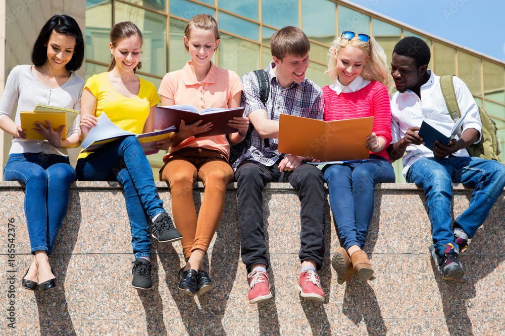 Obraz premium Group of university students studying